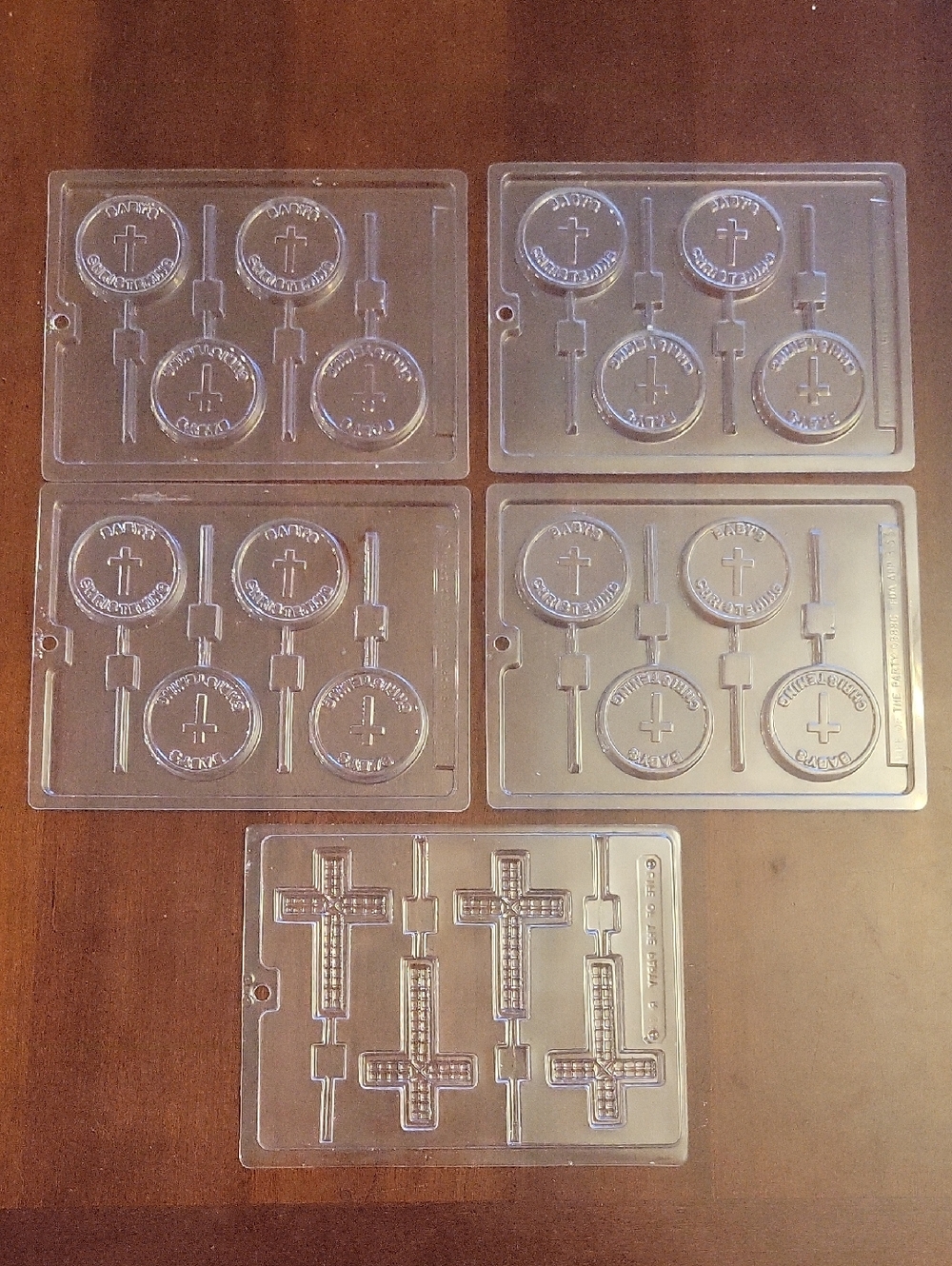 Lot of 5 Baby's Christening Plastic Candy Molds